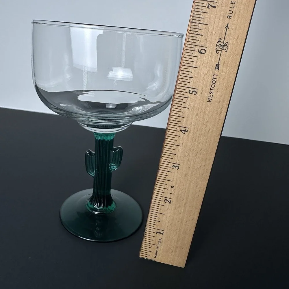 Libbey Green Cactus Saguaro Stem Margarita Glasses 16oz Set of 2 Southwest